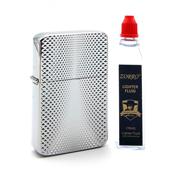 Zorro Gasoline Lighter, Metal Body, Mesh Design, Model LIZ0-990