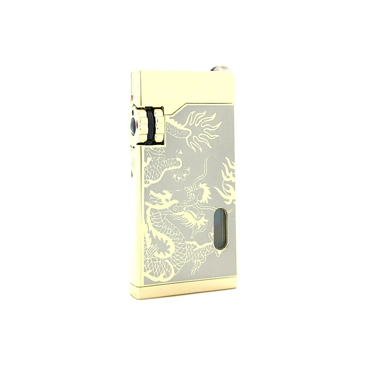 فندک اتمی دو شعله جوبن جرقه سنگی بدنه فلزی طرح اژدها مدل LIJB-1569
